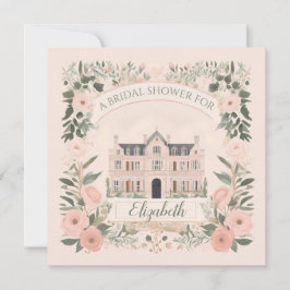 Pink Floral Bridgerton Manor House Einladung