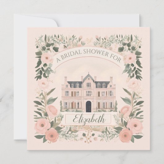 Pink Floral Bridgerton Manor House Einladung (Vorderseite)