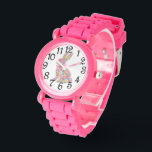Pink Floral Bunny Armbanduhr<br><div class="desc">A Cute Pink Floral Bunny With Numbers e watch for a Girl to Wear</div>