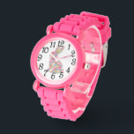 Pink Floral Bunny Armbanduhr<br><div class="desc">A Cute Pink Floral Bunny With Numbers e watch for a Girl to Wear</div>