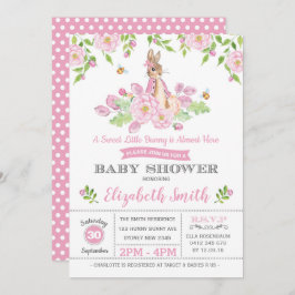 Pink Floral Bunny Baby Dusche Woodland Girl Rabbit Einladung