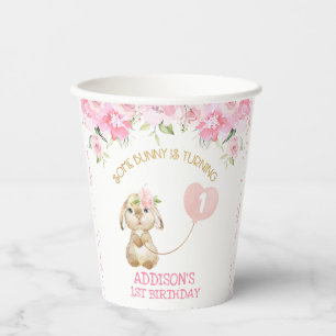 Pink Floral Bunny Ballon Geburtstagspapiere Cups Pappbecher