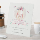 Pink Floral Bunny & Birds Baby Dusche Custom Party Sockelschild (In Situ)