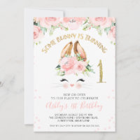 Pink Floral Bunny Face 1. Geburtstag