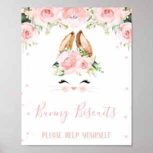 Pink Floral Bunny Face Geburtstagsparty Unterzeich Poster