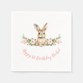 Pink Floral Bunny Girl 1. Geburtstag Serviette