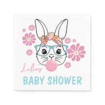 Pink Floral Bunny Girl Babydusche personalisiert