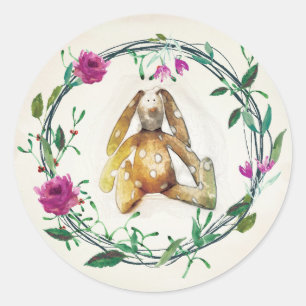 Pink Floral Bunny Rabbit Aufkleber