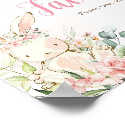 Pink Floral Bunny Rabbit Baby Duwer Favoriten Poster (Ecke)
