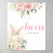 Pink Floral Bunny Rabbit Baby Duwer Favoriten Poster (Vorne)