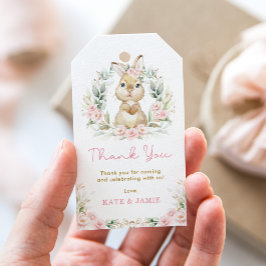 Pink Floral Bunny Rabbit Babydusche Geschenk Tag Geschenkanhänger