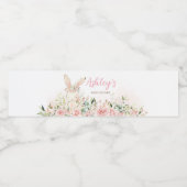 Pink Floral Bunny Rabbit Babydusche Wasserflaschenetikett (Einzelnes Label)