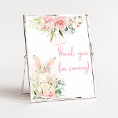 Pink Floral Bunny Rabbit Babydusche Willkommen Poster