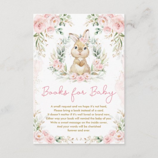 Pink Floral Bunny Rabbit Books for Baby Girl Begleitkarte (Vorderseite)