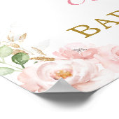 Pink Floral Bunny Rabbit Girl Babydusche Willkomme Poster (Ecke)