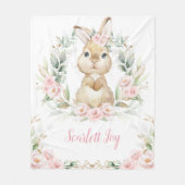 Pink Floral Bunny Rabbit Greenery Girl Kinderzimme Fleecedecke (Vorderseite)