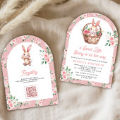 Pink Floral Bunny Sweet Baby Girl Arch Babydusche Einladung