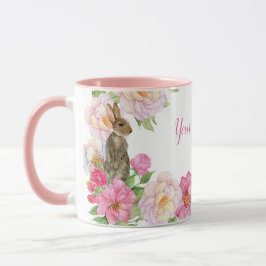 Pink Floral Bunny Tasse