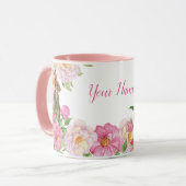 Pink Floral Bunny Tasse (Vorderseite Links)