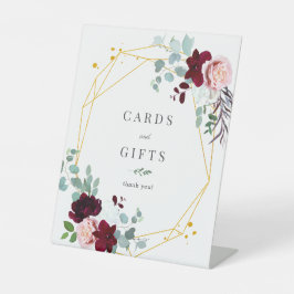 Pink Floral Burgundy Karten und Geschenke Sockelschild