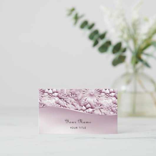 Pink Floral Business Card Visitenkarte (Stehend Vorderseite)
