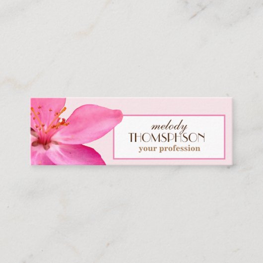 Pink Floral Business Cards Mini Visitenkarte (Vorderseite)