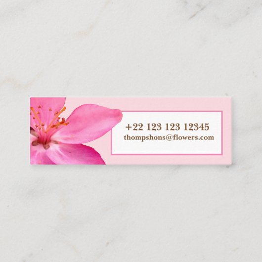 Pink Floral Business Cards Mini Visitenkarte (Rückseite)