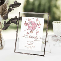 Pink Floral Butterflies Girl Baby Dusche