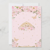 Pink Floral Butterflies Princess Tiara Baby Dusche Einladung (Rückseite)