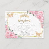 Pink Floral Butterflies Quinceañera Reception Begleitkarte (Vorderseite)