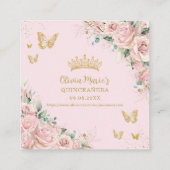 Pink Floral Butterflies Quinceanera RSVP QR Code Begleitkarte (Rückseite)