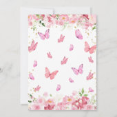 Pink Floral Butterfly Babydusche Einladung (Rückseite)