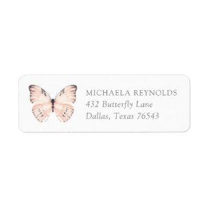Pink Floral Butterfly Babydusche Rücksendeadresse