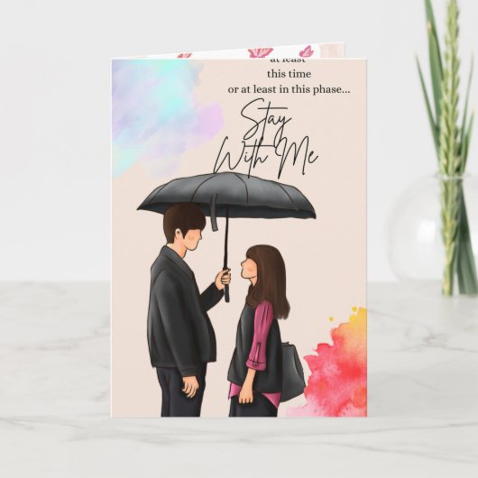 Pink Floral Butterfly Folded Greeting Card – Blank Karte (Vorderseite)