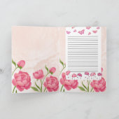 Pink Floral Butterfly Folded Greeting Card – Blank Karte (Innenseite)