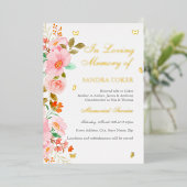 Pink Floral Butterfly-Gedenkdienst Folieneinladung (Stehend vorne)