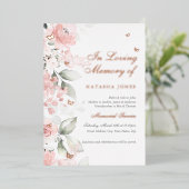 Pink Floral Butterfly-Gedenkdienst Folieneinladung (Stehend vorne)