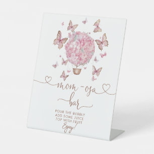 Pink Floral Butterfly Girl Baby Mama osa Bar Sockelschild