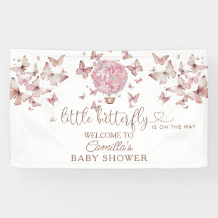 Pink Floral Butterfly Girl Babydusche Banner