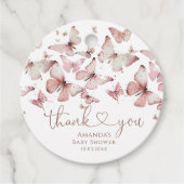 Pink Floral Butterfly Girl Babydusche Danke Geschenkanhänger (Vorderseite)