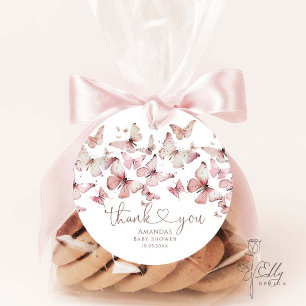 Pink Floral Butterfly Girl Babydusche Danke Geschenkanhänger