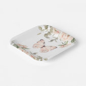 Pink Floral Butterfly Girl Babydusche Pappteller (Gewinkelt)