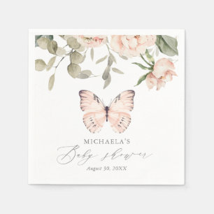 Pink Floral Butterfly Girl Babydusche Serviette