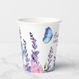 Pink Floral Butterfly Girl Geburtstag Pappbecher
