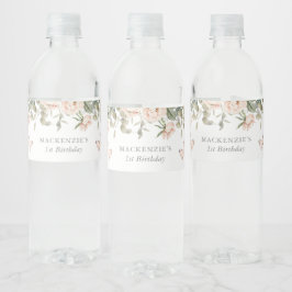 Pink Floral Butterfly Girl Geburtstagsparty Wasserflaschenetikett