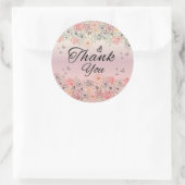 Pink Floral Butterfly Round Thank You Sticker (Tasche)