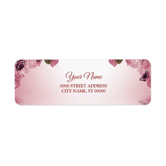Pink Floral Butterfly Wedding Return Address (Vorne)