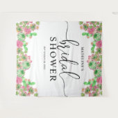 Pink Floral Cactus Cacti Sukkulentes Brautparty Wandteppich (Vorderseite (Horizontal))