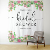 Pink Floral Cactus Cacti Sukkulentes Brautparty Wandteppich (Beispiel)