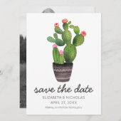 Pink Floral Cactus - Save the Date (Vorne/Hinten)